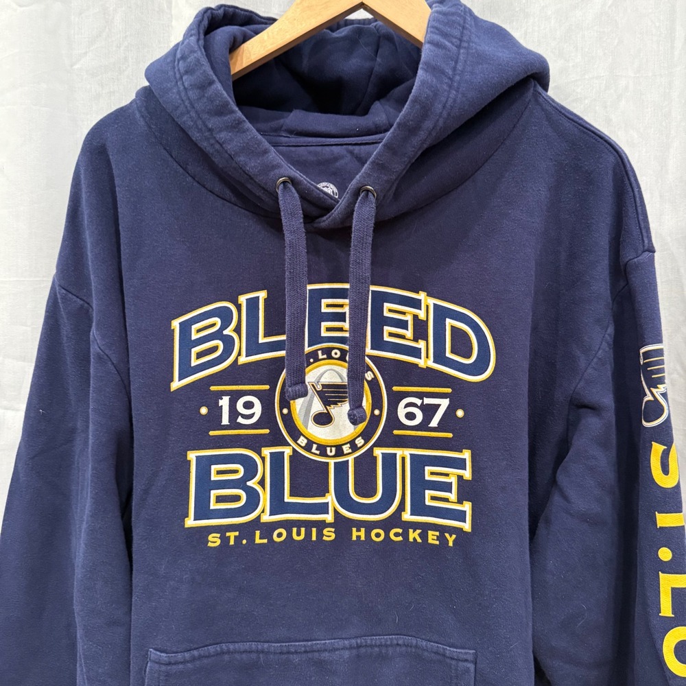 Fanatics St Louis Blues Bleed Blue Hockey Hoodie Sweatshirt Mens 1X Navy Gold